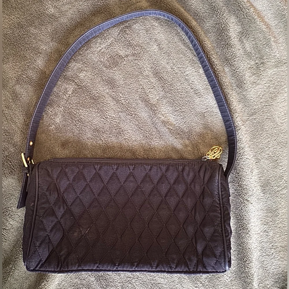 Vera Bradley Quilted Black Shoulder Bag with Gold Hardware